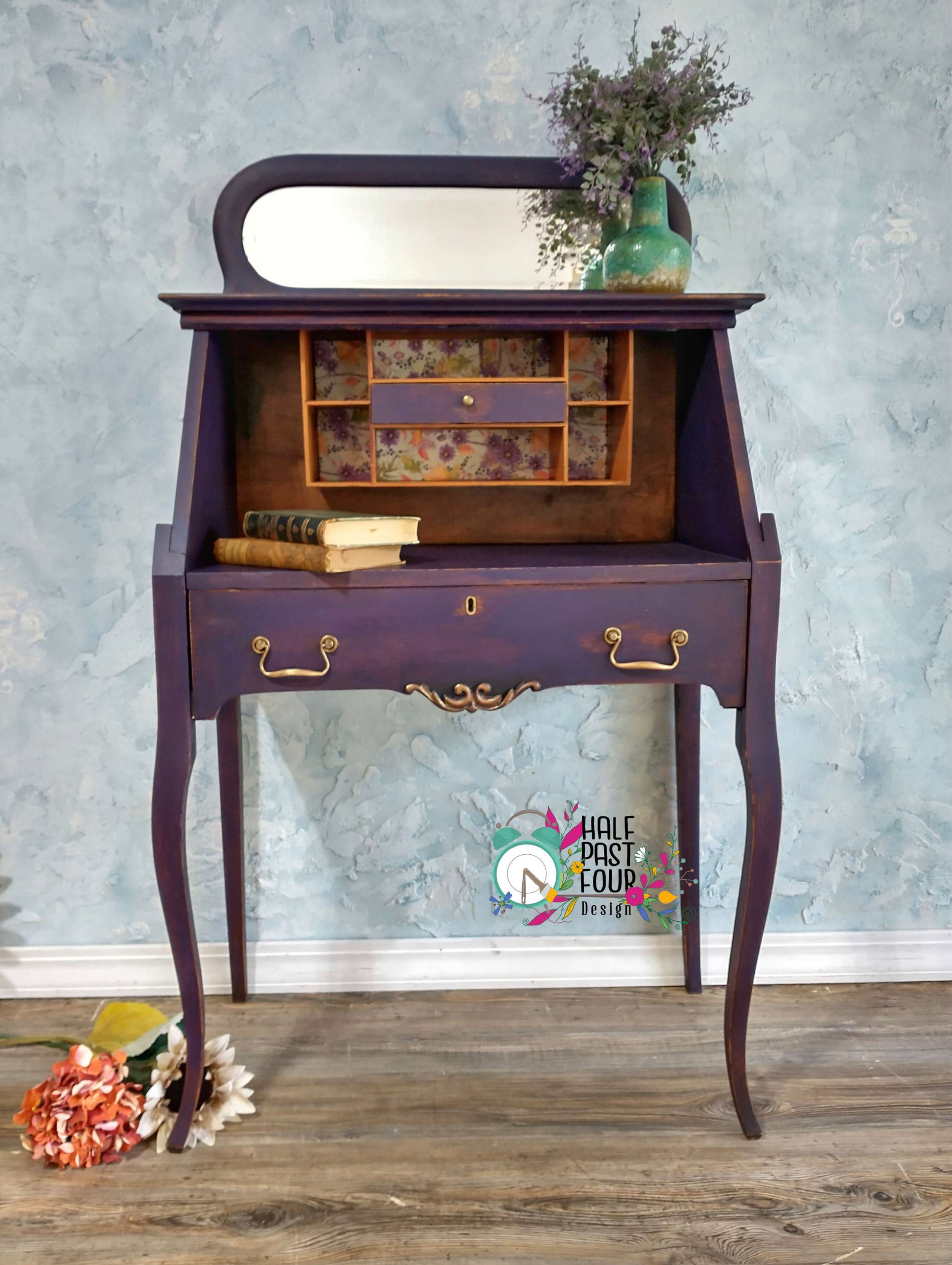 Deep purple dreams antique writing desk