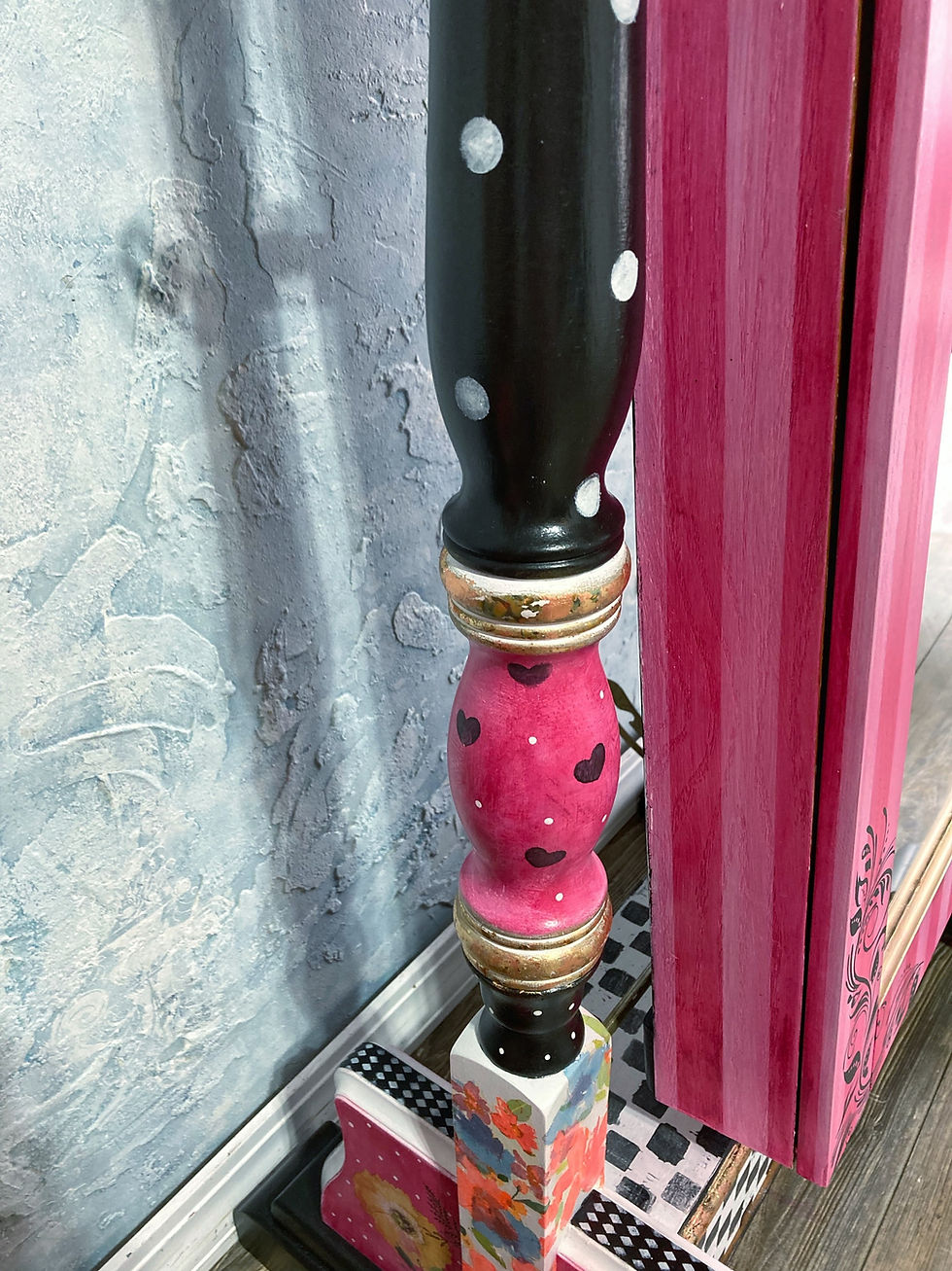 Thumbnail: Whimsical painted jewelry armoire floor mirror