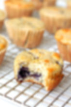 blueberry cottage cheese muffin with a bite taken out