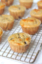 Blueberry Cottage Cheese Muffins on a cooling rack