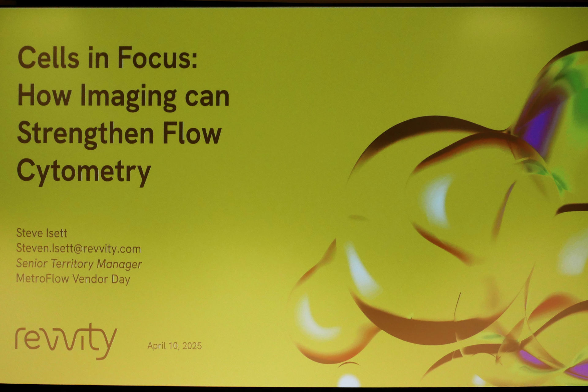 9:00 - 9:15 AM	Revitty - Steve Isett , Cell Counting and Imaging Cells in Focus: How Imaging can Strengthen Flow Cytometry