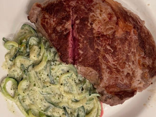 Nona A’s Zoodles in Pesto Cream Sauce 
