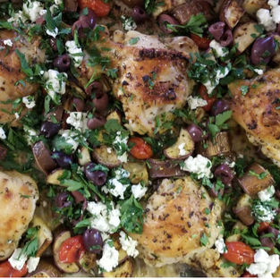 Ann’s Keto Chicken and Eggplant Sheet Pan with Tzatziki 