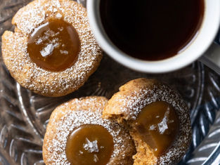 Keto Salted-Caramel Thumbprint Cookies