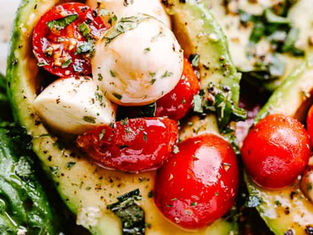 Keto Caprese Stuffed Avocados