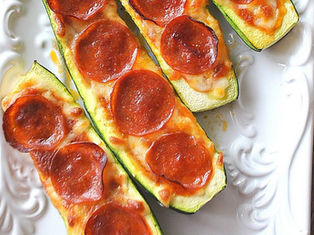 Keto Zucchini Pepperoni Pizza Boats