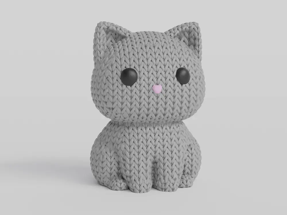 Örgü Görünümlü Kedi Figürü