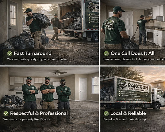 Before and after junk removal and hoarder clean-out services in Bismarck North Dakota