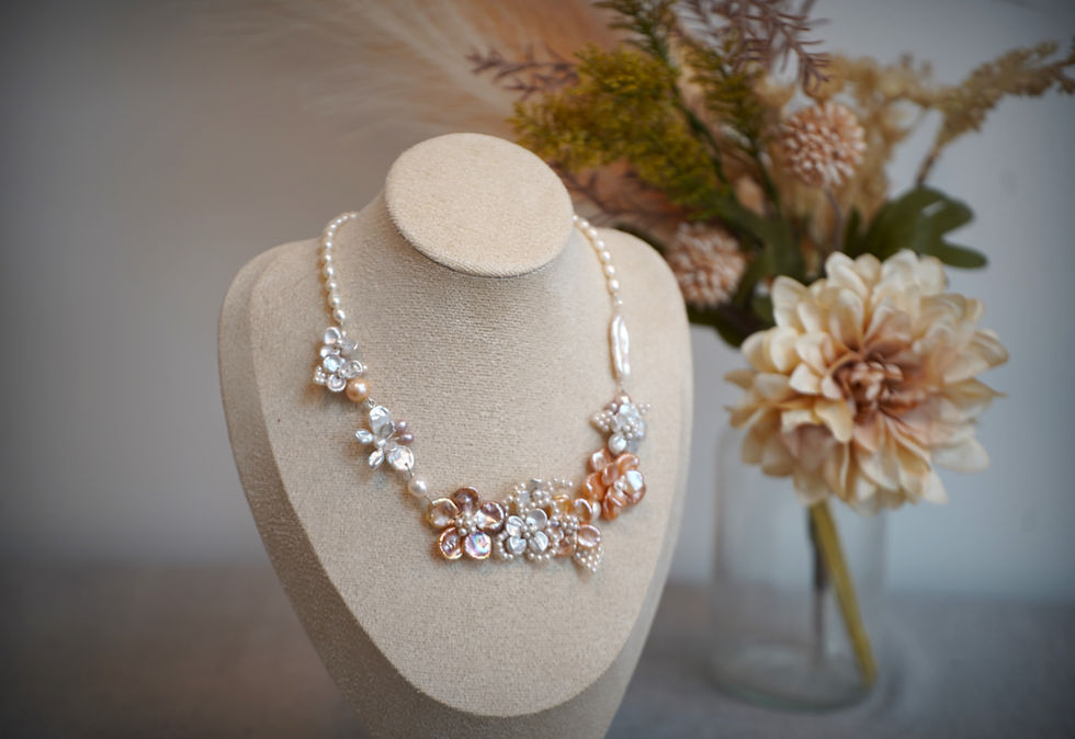 Thumbnail: Floral pearl statement necklace (Rental:  $180)