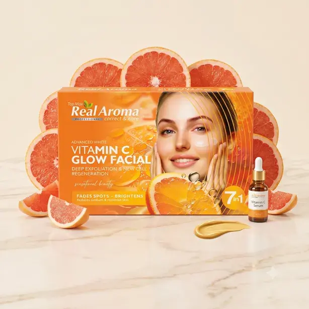 Real Aroma Advanced Vitamin C Glow Facial Kit (6-in-1 Professional Salon Pack)
