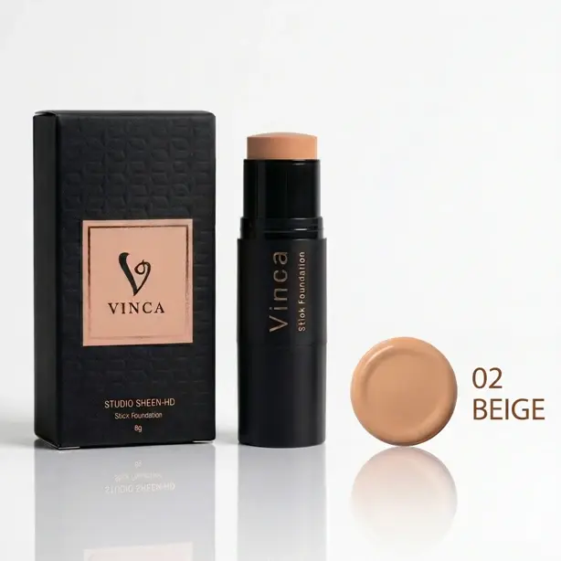 Vinca Studio Sheen-HD Stick Foundation 02 Beige – Smooth HD Finish
