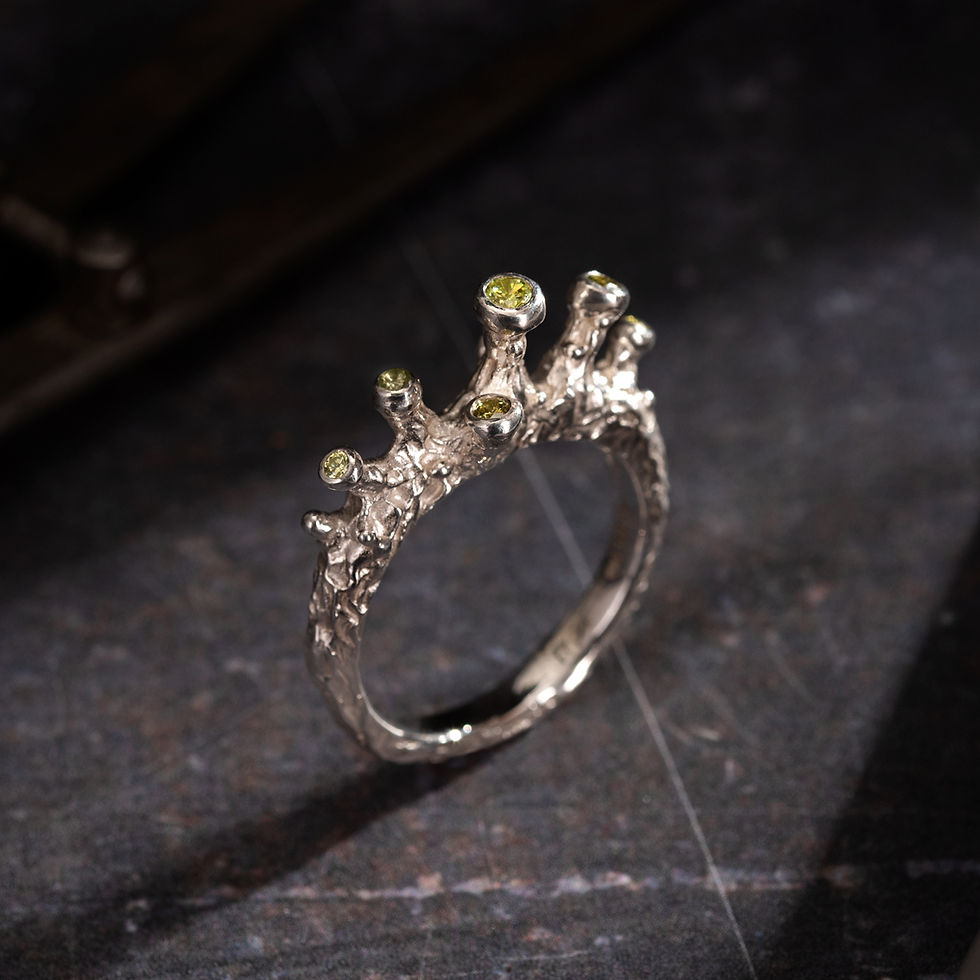 Thumbnail: Coral Ring with Sparkling CZ's