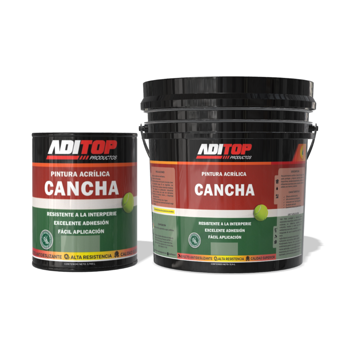 Dos botes de Pintura Acrílica Aditop Cancha