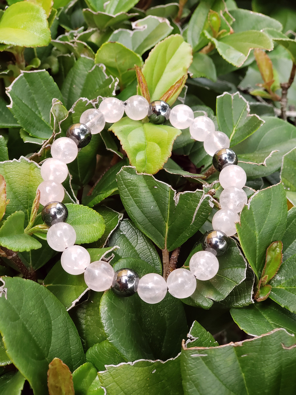 Thumbnail: Rose Quartz and  Hematite Crystal  Bracelet