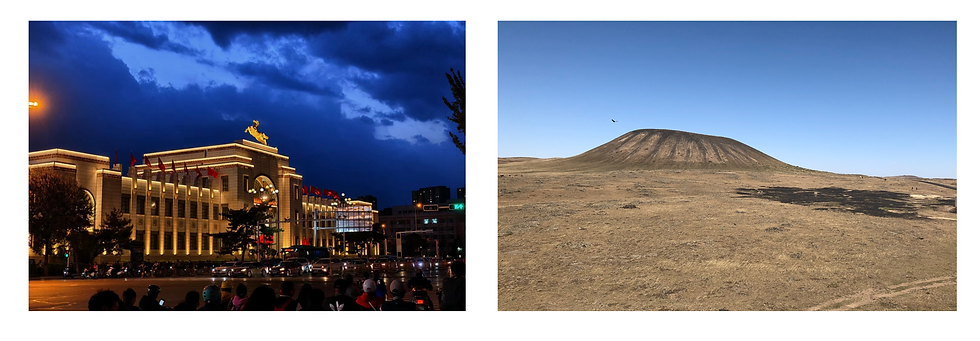 Inner Mongolia, volcano, plateau, horse, city, landscape, outdoors