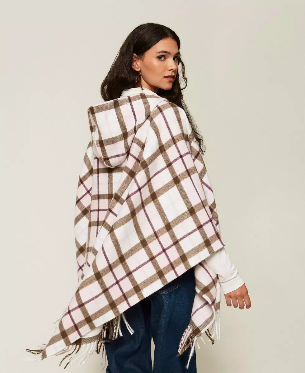 Poncho jacquard check