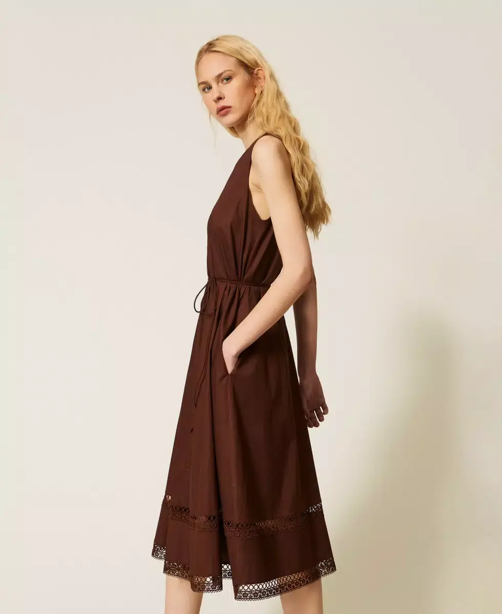 Miniatura: Abito lungo in popeline con ricamo