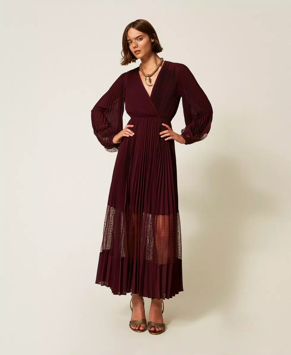 Abito lungo in georgette e tulle