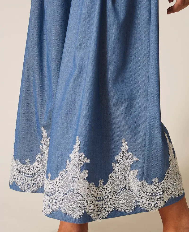 Miniatura: Pantaloni a palazzo con pizzo e cintura