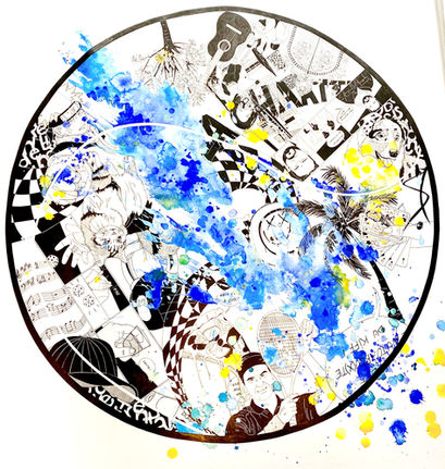 tabeau avec une balle de tennis