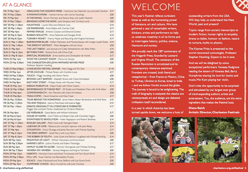 Charleston Festival 2017 Speakers Dates