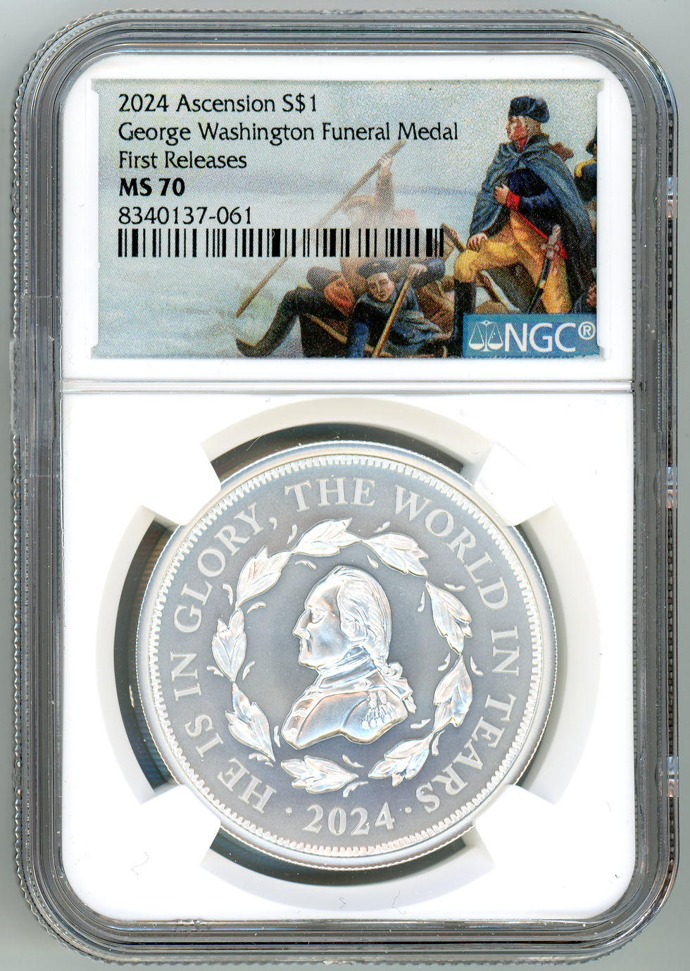 2024 Silver Ascension George Washington Funeral Medal 1oz Silver NGC MS70