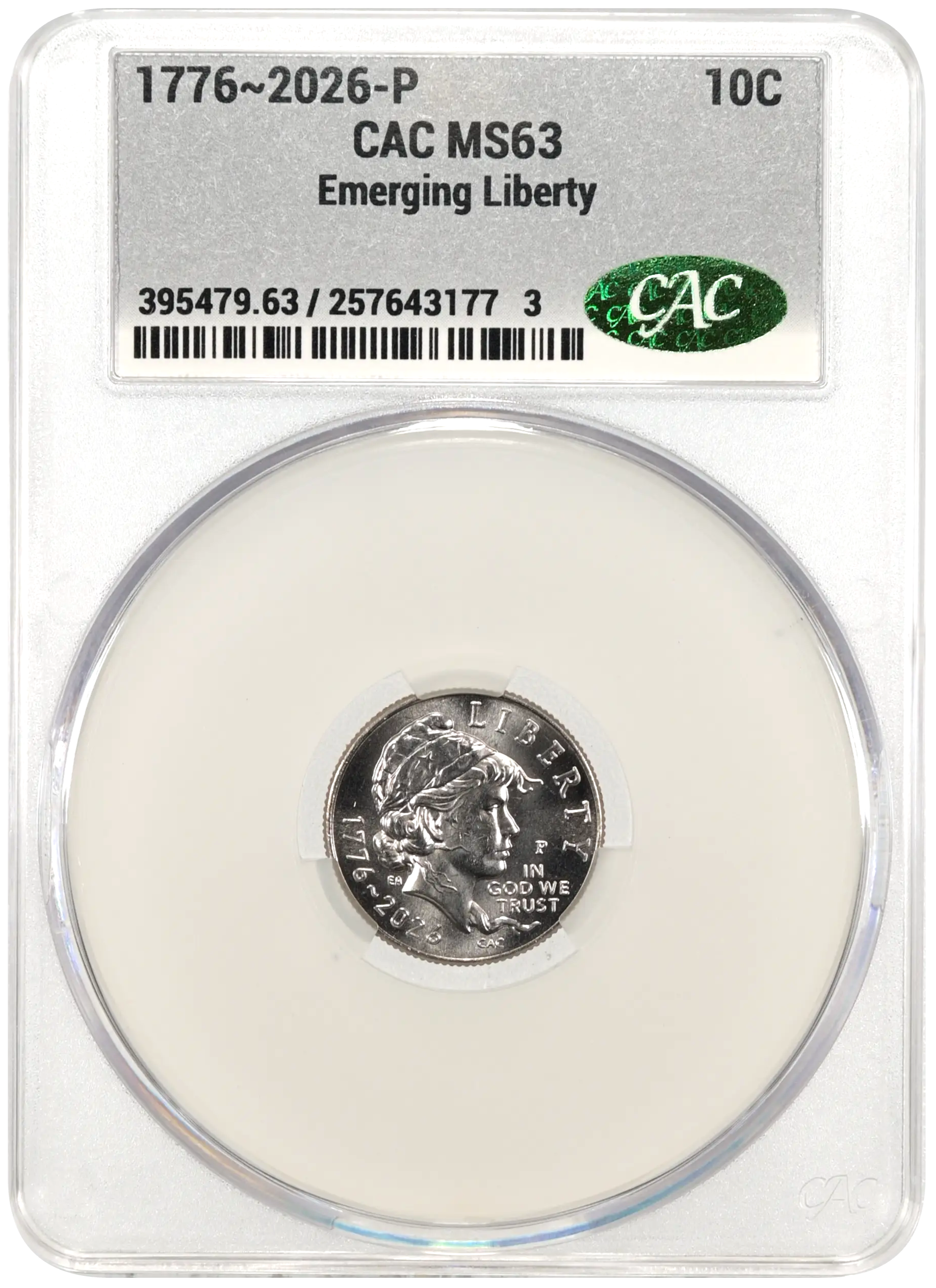 1776-2026 P Emerging Liberty Dime CAC MS63