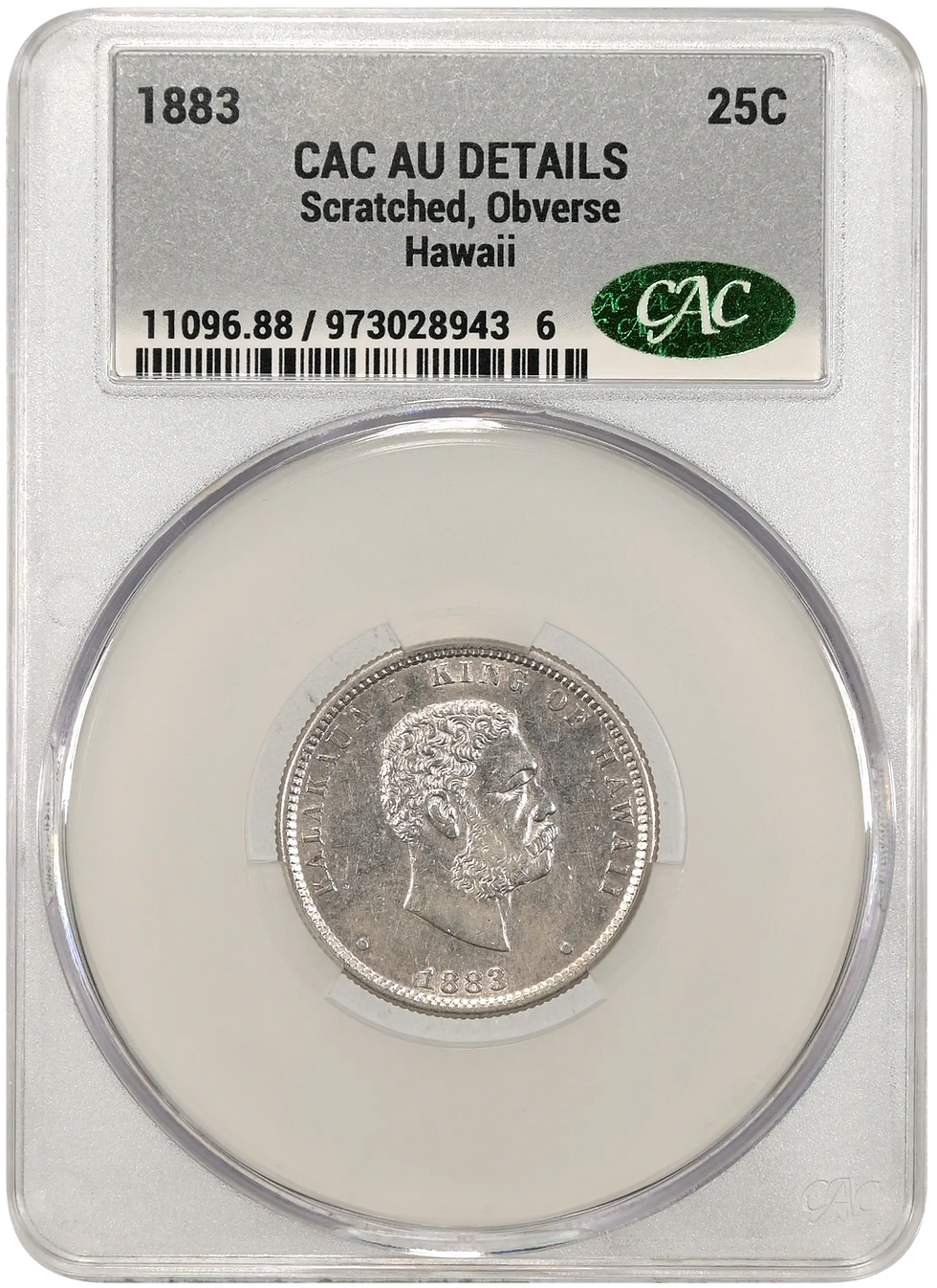 1883 Hawaii Silver Hapaha 25c Obverse CAC AU Details