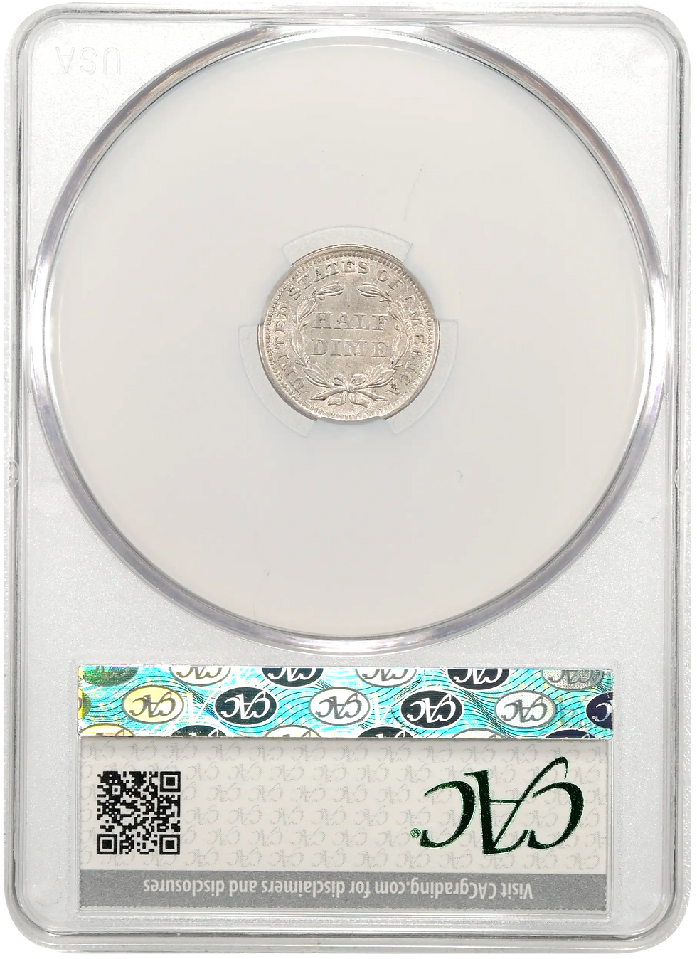 1853 Seated Liberty Half Dime with Arrows CAC AU58 Reverse