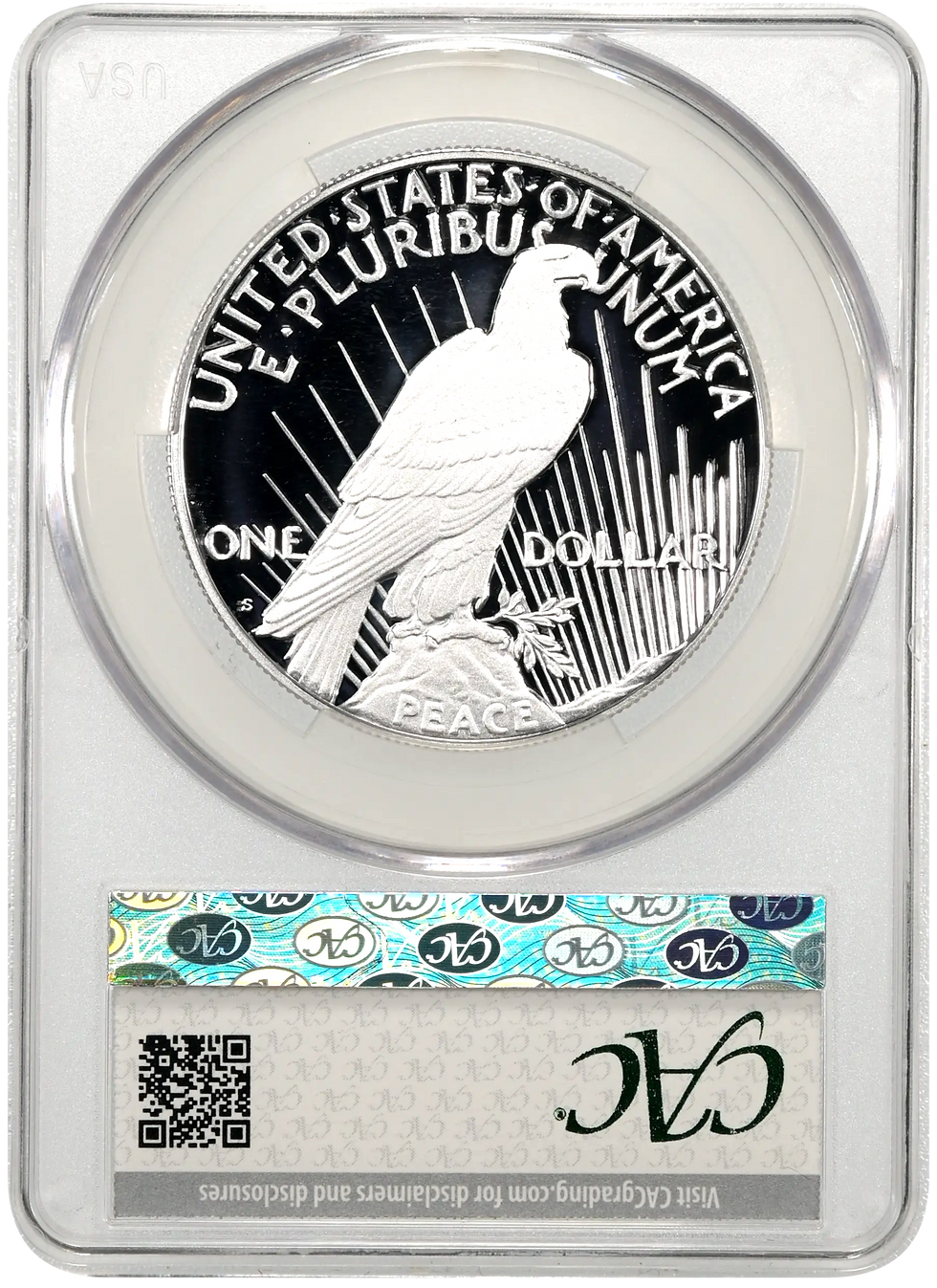 2025 S Silver Peace Dollar CAC Reverse Mirror Fields