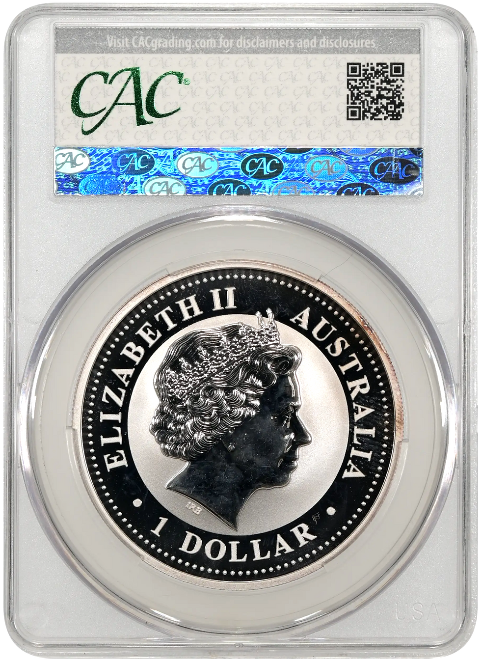 1999 P-100 Queen Elizabeth II Silver Pink & Blue Toned $1 CAC