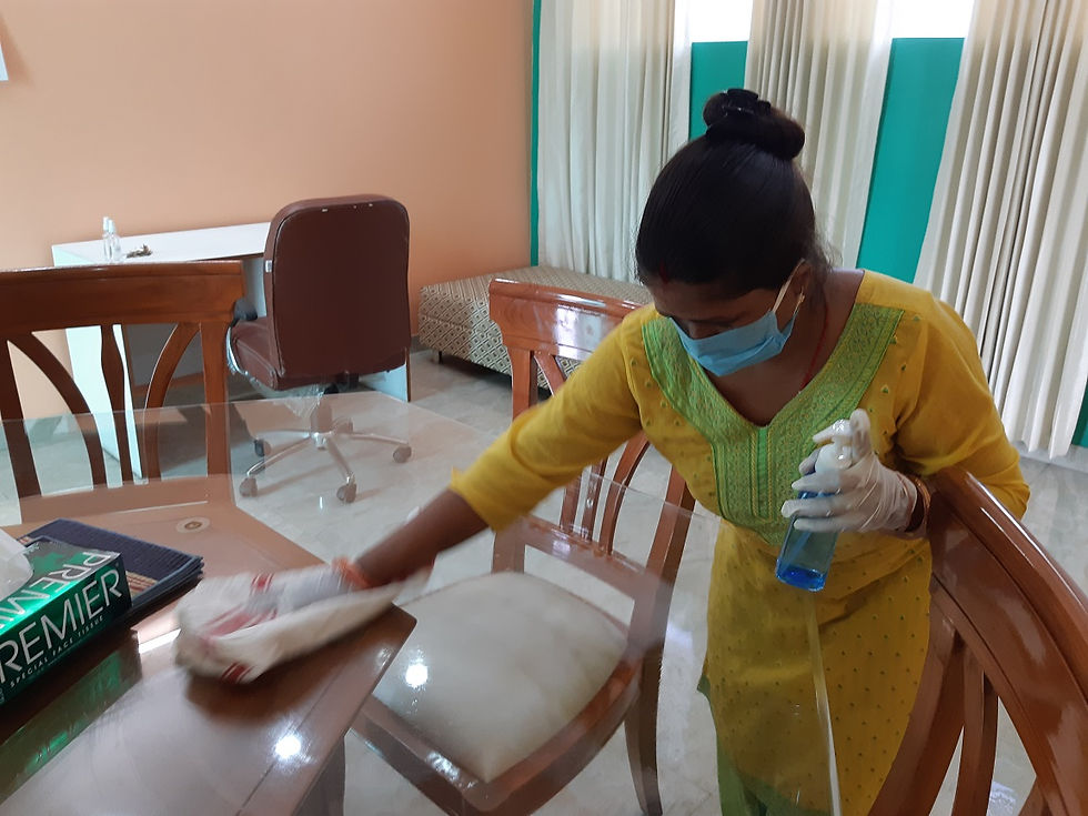 Cleaning Table in SA2 apartment with Sanitizer 3