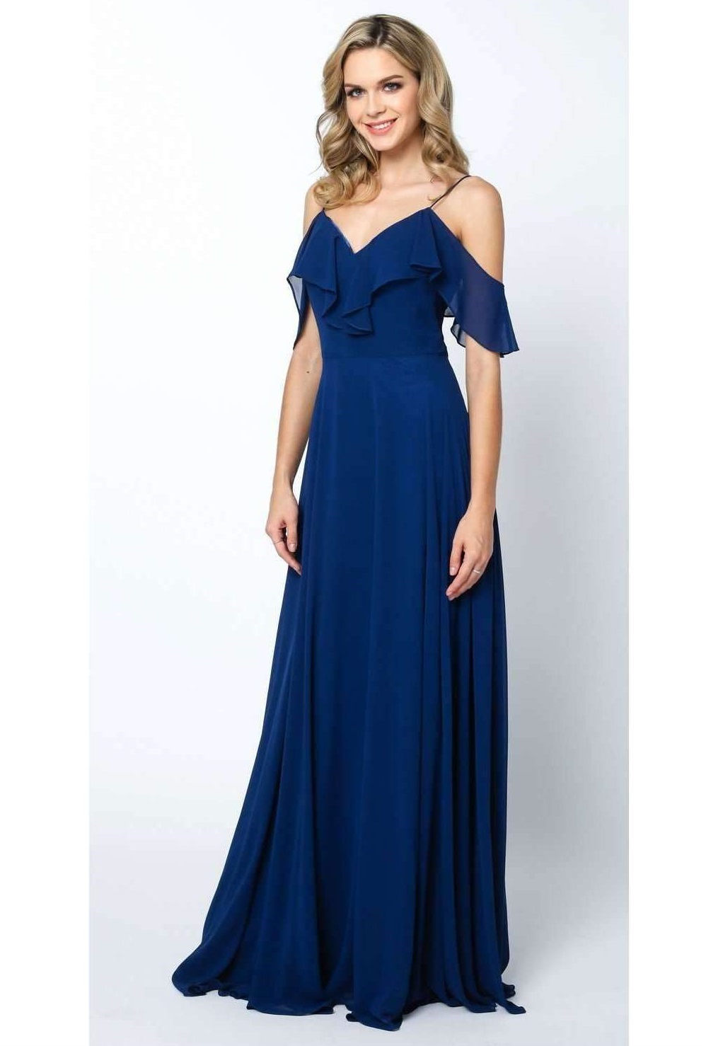 Navy Off Shoulder Long Dress