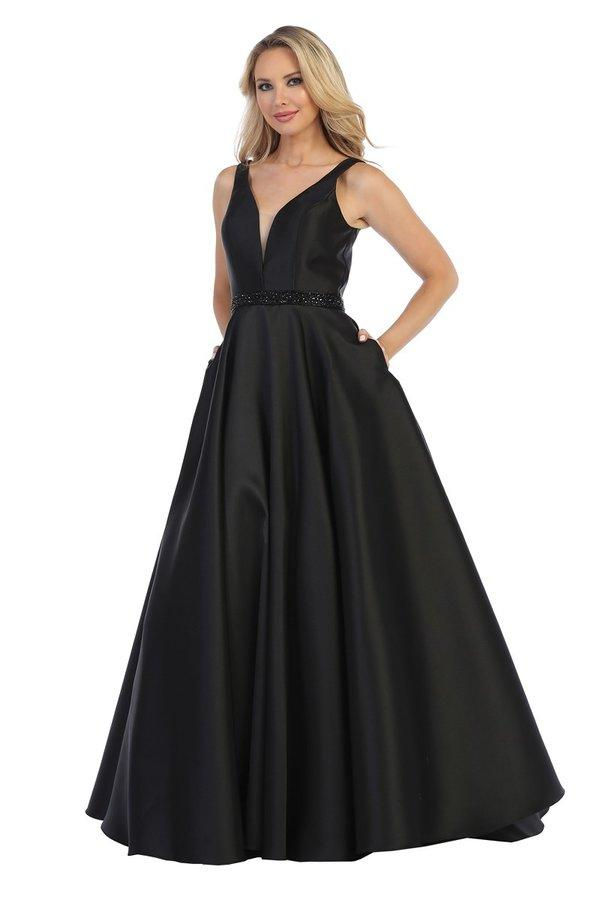 Thumbnail: Champagne Satin A-Line Bridal Gown with Pockets Size XL