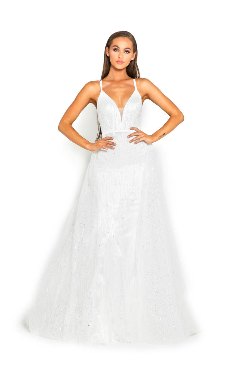 White Sparkle Bridal Gown With Detachable Train