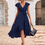Thumbnail: Navy Blue Ruffle Belted Short Dress Size XL