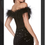 Thumbnail: Black Corset Sequin Fitted Short Dress Size 8