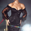 Thumbnail: Black Glitter Long Sleeve Fit & Flare Long Dress Size 10