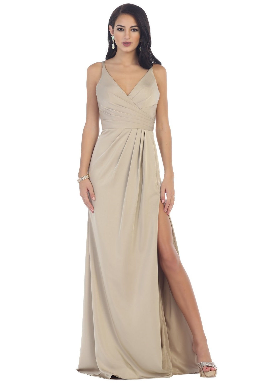 Taupe Draped Long Dress