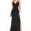 Thumbnail: Black Metallic Wrap Style Long Formal Dress