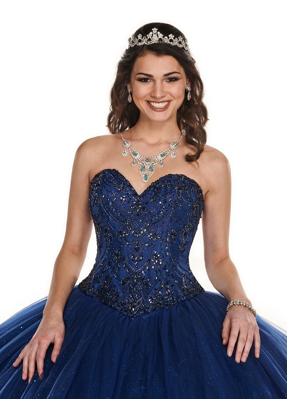 Thumbnail: Navy Organza Ball Gown Size 6