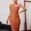 Thumbnail: Apricot Glitter Side Split Thigh Dress