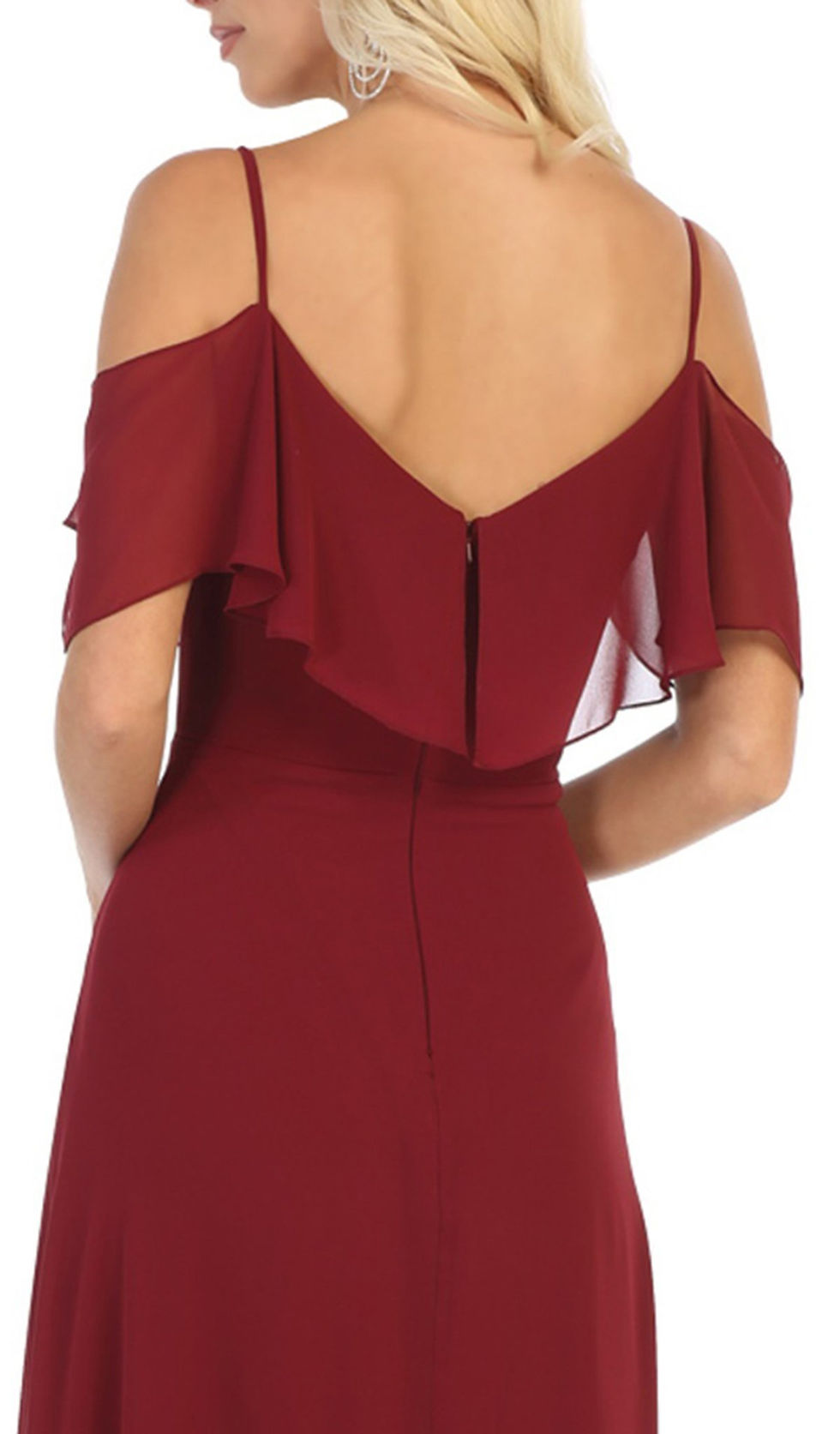 Thumbnail: Burgundy Off Shoulder Dress Size 18