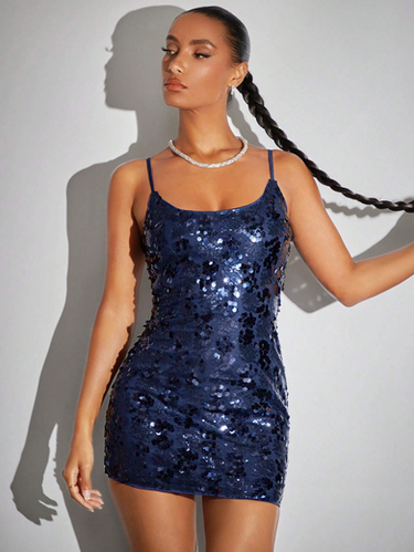 navy sequin short dress Short Navy Sequin Mini Cocktail Dress  The Dress Outlet