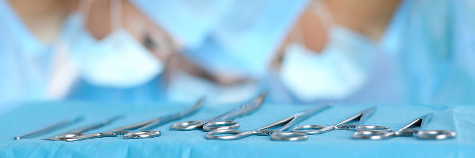 Close-up view of sterilization instruments neatly organized