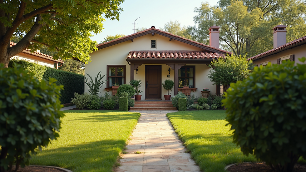 Vista a nivel de calle de una casa familiar con jardín bien cuidado