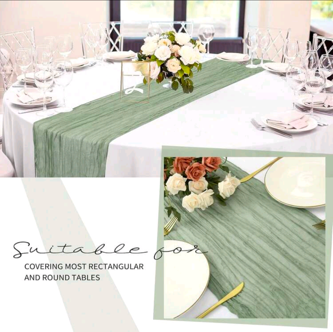 Sage Green Cheesecloth Runners 65x180cm.