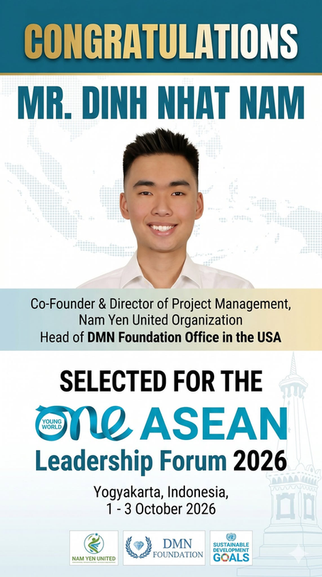 DMN Foundation Congratulates Mr. Dinh Nhat Nam on His Selection for the One Young World ASEAN Leadership Forum 2026