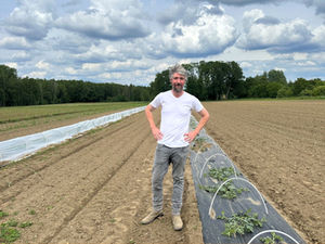 Christoph Klos auf seinem Wassermelonen-Acker in Bollersen