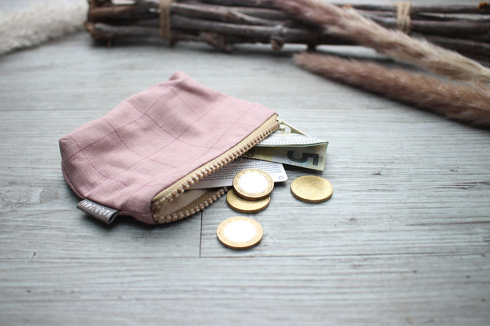 Kariert Puderrosa Portemonnaie